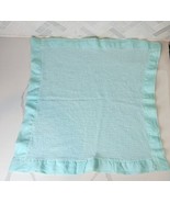 Baby Morgan MINI 19&quot; Aqua Teal Blue Thermal Blanket Acrylic Trim Securit... - £50.64 GBP