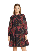 Women Dress Maia Womens Long Sleeve Floral Shift Dress Size 12 Black - $38.61