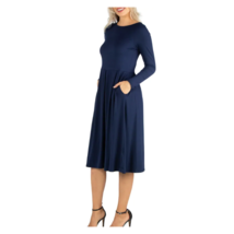 Womens Dress Large Midi Length A Line Pull over Dress Navy Blue Super Soft - £22.38 GBP