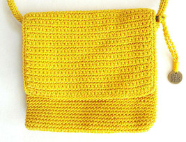 THE SAK Handbag Purse-Yellow-Knit-Shoulder Strap-Zippers- - £25.72 GBP