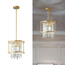 Chandelier Gold Metal Crystal Pendant Light Adjustable - $24.99