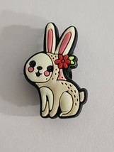 Rabbit Bunny with Flowers Near Ear Cute Shoe Charm Embellishment Animal - £3.77 GBP