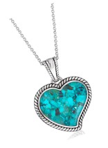 Turquoise Heart Pendant Necklace in Sterling 18 - £299.83 GBP
