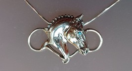Horse Head and Snaffle Bit Necklace pendant and chain Sterling Silver Forge Hill - £112.26 GBP