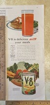 Vintage Print Ad V-8 Cocktail Vegetable Juices Dinner Salad 13.5&quot; x 5.25&quot; - £9.20 GBP