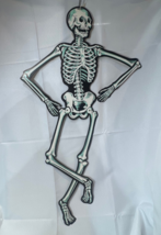 Vtg Die Cut Beistle Co Jointed Two Sided Skeleton Halloween Decoration 33&quot; Long - £32.11 GBP