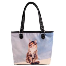 MONTANA WEST Cats Collection Art Canvas Tote Handbag 980-8112 Black Trim~ - £26.14 GBP