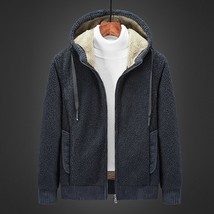 Teddy Oversized Hooded Sweater for Men 3D plush pure color Cardigan Men&#39;... - $248.84