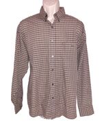 BUGLE BOY Vintage Long Sleeve Button Down Plaid Shirt Men&#39;s L Checked Brown - $13.87