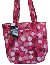 Pink Tote Bag Handbag Purse Circles Diaper Carry All Shopper Beach Gym Hobo - $12.86