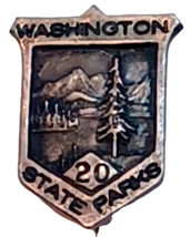Vintage Washington Stato Parks Dipendente 20 Anno Servizio Pin Argento - $39.79
