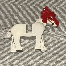 LEGO White Horse Minifigure, Black Eyes, Dark Orange Bridle, Red Battle ... - $9.65