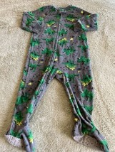 Child of Mine Boys Gray Green Dinosaurs Fleece Long Sleeve Pajamas 18 Months - £4.60 GBP