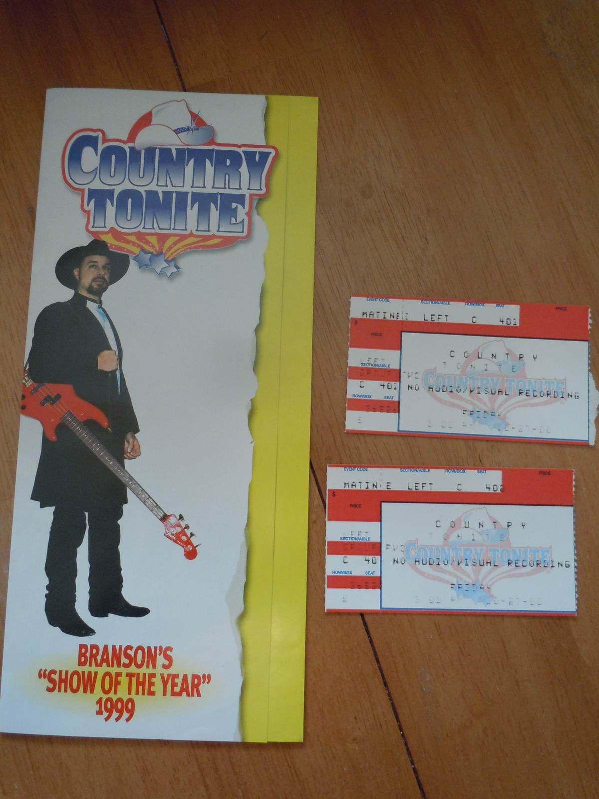 Country Tonite Branson Show of The Year 1999 Brochure &amp; Tickets  Missouri - $3.99