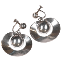 William Spratling silver modernist sterling screw back earrings sphere - $346.50