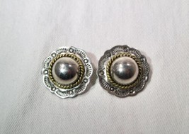 Vintage Taxco Mexico Sterling Silver Concho Style Earrings K1588 - £35.56 GBP