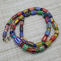 Vintage Venetian African Style Glass Chevron Beads Long necklace MAR2 - $62.38 CAD