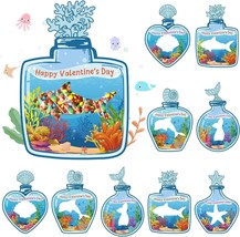 60 Pack Valentines Day Gift Cards for Kids Candy Jar Valentine Cards Sea Animal  - £21.79 GBP