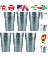 Eco-Friendly Hammered Gray Aluminum Cups - 16oz Set of 6 for Elegant Occ... - $72.72 CAD