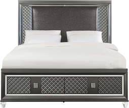 ACME Sawyer Queen Bed, PU & Metallic Gray (1Set/4Ctn) 27970Q - $1,252.17