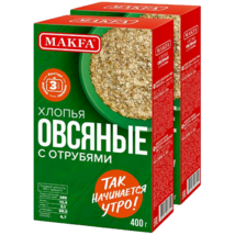 2 PACK OAT FLAKES CEREAL with BRAN 2x400G Makfa МАКФА Russia RF Хлопья О... - £7.75 GBP
