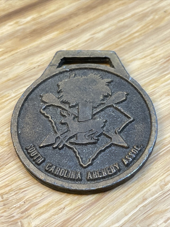 Vintage South Carolina Archery Association Pocket Watch Fob KG JD - $39.59