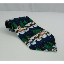Hallmark Yuletie Greetings Blue Tie With Snowmen Family Designs - £10.07 GBP