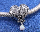 2023 Winter Release Sterling Silver Sparkling Angel Wings &amp; Heart Charm ... - $17.60