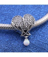 2023 Winter Release Sterling Silver Sparkling Angel Wings &amp; Heart Charm ... - £14.06 GBP