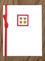 Four Small Gold hearts on Raised Frame Greeting Card - £4.32 GBP