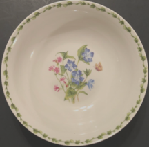 GRACIE Retired Botanic Flower White Vintage Green Butterfly Salad Soup Bowl 9&quot; - £5.63 GBP