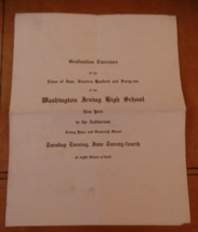Washington Irving High School NY City Graduation Exercises June 1941 Prog/Awards - £17.98 GBP