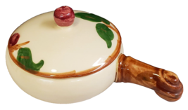 Franciscan Appleware French Onion Soup Bowl Lidded w/HANDLE Vtg 1940&#39;s Stoneware - £27.51 GBP