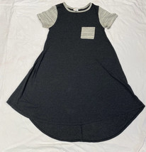 LulaRoe Carly Tshirt Dress Pullover Women BLACK/Gray Extra SMALL - £4.12 GBP