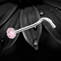 925 Sterling Silver Single Pink Crystal Nose Stud Screw Pin  Body Jewell... - $8.81
