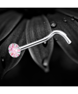 925 Sterling Silver Single Pink Crystal Nose Stud Screw Pin  Body Jewell... - $8.81
