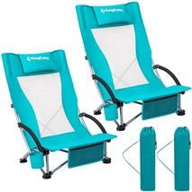 Kingcamp Folding Low/High Mesh Reclining Back Low Seat Beach Chair For Adults - £123.34 GBP
