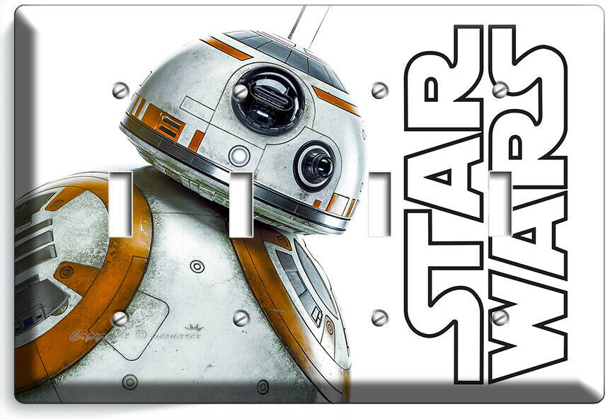 STAR WARS BB-8 DRON ROBOT 4 GANG LIGHT SWITCH PLATES FAN GIFT GEEK ROOM HD DECOR