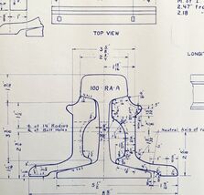 1951 Railroad Bangor Aroostook Standard 100% Joint Rail Blueprint H3 DWDD14 - €31,35 EUR