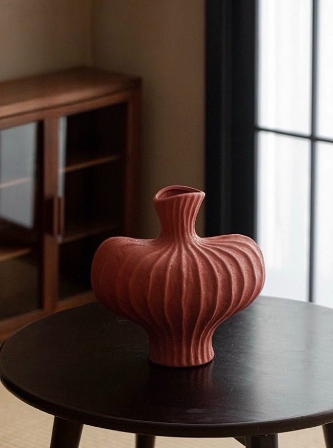 Handmade Wabi Sabi Ceramic Pottery Vase - Red / Black / White - $126.81