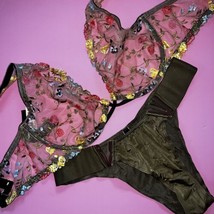 Victoria&#39;s Secret 34A,34D,34DD,34DDD,36A/36B,36D,36DDD Bra Set Green Embroidered - £55.26 GBP