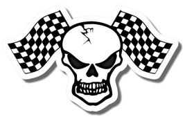 Skull Hot Rod Chopper Bopper Checkered Flag Motorcycle Vintage Racing Sticker - £3.12 GBP