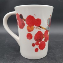 Starbucks 2008 Blue Flowers Red Coffee Beans Floral White Ceramic Mug Cu... - $9.89