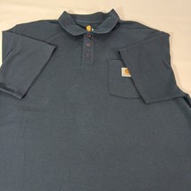 Carhartt Polo Shirt Mens XL Original Fit Blue Cotton Blend Short Sleeve K570 NVY image 12
