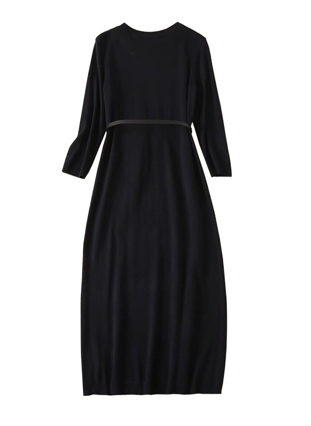 Queen Letizia Inspired Navy Flora Wool Knit Midi Dress with 3/4 Sleeves AU 12 Item image 4