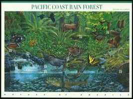 Pacific Coast Rain Forest Nature Series Sheet of Ten Stamps Scott 3378 - £7.88 GBP