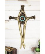 Turquoise Gemstones Ring On Intertwined Buck Deer Antlers Bone Wall Cros... - $43.84 CAD
