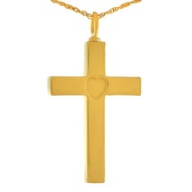 14K Solid Gold Heart in Cross Pendant/Necklace Funeral Cremation Urn for Ashes - £774.01 GBP