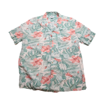 Croft &amp; Barrow Hawaiian Print Green Leaves Short Sleeve Button Down Shirt L - $16.83