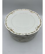 11 Antique Old Abbey Limoges Dinner Plates Latrille Freres Raised Gold B... - €84,96 EUR